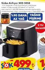 SİNBO AİRFRYER SCO 5058 SİNBO AİRFRYER SCO 5058